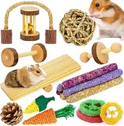 Rabbit - Guinea Pig Toys, 18 Pcs Wooden Hamster Toy Set Natural Apple Wood Small Animal Chew Molar for Teeth for Rabbit, Chinchilla, Gerbils, Rats Exercise Accessories