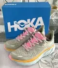 Hoka Men’s Size 8D One One Clifton 8 Grey Yellow Pink Athletic Sneaker NIB