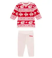 [Kenzo Kids] Kenzo Kids Baby logo cotton sweater and pants set M 24 multicoloured