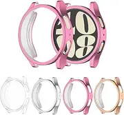 [4-Pack] Meliya for Samsung Galaxy Watch 6 44mm Screen Protector Case, Soft TPU Full Around Protective Bumpers Cover for Samsung Galaxy Watch 6 44mm (44mm, Rose Gold+Rose Pink+Silver+Clear)