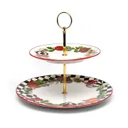 MacKENZIE CHILDS DECK THE HALLS TWO TIER HOLIDAY SWEET STAND BNIB