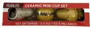 Peanuts Snoopy, Woodstock, Charlie Brown Ceramic Mini Cup Set Of Three 3.5oz New
