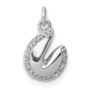 14k White Gold 1/20ct. Real Diamond Fortune Cookie Pendant