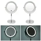 LED Light Makeup Mirror Round Double Sided Magnifying Mirror Standing Mirror EUJ