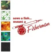 Save A Fish Fisherman, Vinyl Decal Sticker, 40 Patterns & 3 Sizes, #1693