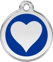 Red Dingo Enamel Dark Blue Heart Tag - Lifetime Guarantee - Cat, Dog, Pet ID Tag
