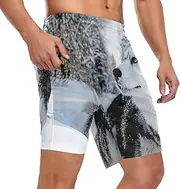 [ZZXXB] Husky Snow Athletic Shorts for Men with Pockets 2 in 1 Quick Dry Running Shorts S-3XL