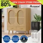 ALFORDSON Buffet Sideboard Storage Cabinet Rattan Fluted Doors Drawers Cupboard