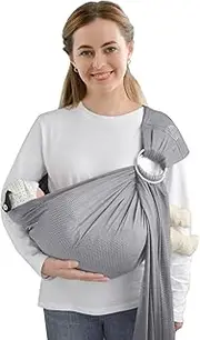 vrvrbabies Water Ring Sling Baby Carrier, Adjustable Lightweight Breathable Newborn Carrier Sling for Summer, Swimming, Pool, Beach, Front Chest Mesh Infant Wrap Carrier for Baby Gift (Light grey)