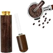 Coffee Stirrer 0.4 mm Ground Coffee Pin Dispenser for Ground Coffee Dispensing Natural Wooden Handle and Holder Professional Barista Manual Dispensing Tool (6 Needles)