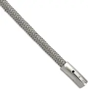 [JewelryWeb] 6mm Stainless Steel Brushed and Polished Wire Bracelet 21 Centimeters Link-Bracelet for Women