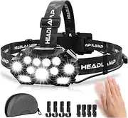Headlamp Rechargeable,22000 High Lumen 11 LED Headlamp with Motion Sensor,Ultra Bright 22 Modes Head Lamp with Red Light,Waterproof Type-C Charging Headlight for Camping,Outdoors Hard Hat Light