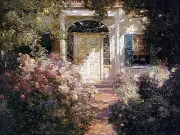 Doorway and garden Accent Tile Mural Kitchen Bathroom Wall Backsplash 8x6