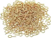 uxcell Screw Eyes Pin, 300 Pack 4mm ID x 15mm L Mini Small Eye Hooks for DIY Craft Chandelier Sun Catcher, Dark Gold