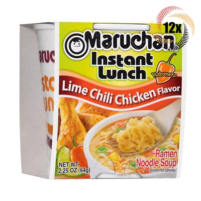 12x Cups Maruchan Instant Lunch Lime Chili Chicken Flavor Ramen Noodles | 2.25oz