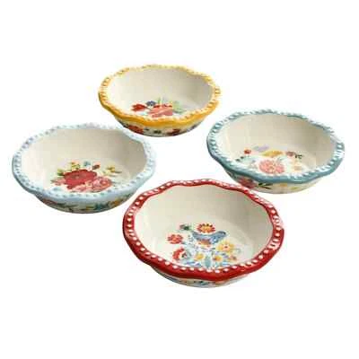 Pioneer Woman Floral Medley Mini Pie Pans Set of 4 Vintage Country 5.5-inch Gift