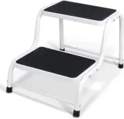 Duwee 2 Step Stool Step Ladder, Steel Step Ladder with Anti-Slip Wide Pedal, Lig