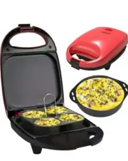 Brentwood - RED 3 in 1 Breakfast Maker Egg Omelets, Bites, Sandwiches
