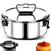 Flan Mold With Lid and Handle - 304 Stainless Steel Pan, 1.5QT Capacity for C...