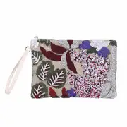 Nevenka Women Clutches Embroidery Sequins Design Straw Bag for Vacation-WineRed