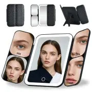 Tri-fold Vanity Mirror with Light,Rechargeable Travel Makeup Mirror with 5X/1...