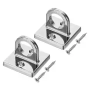 Pad Eye Plate U Hooks Ceiling Hook Wall Mount Loop for Hanging Ropes Silver 2pcs