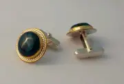 New Round Sterling Silver Gold Filled Cufflinks Natural Eilat Stone Mens Jewelry