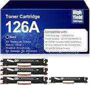 with Chip Compatible 126A (CE310A)Toner Cartridges High Yield Black Toner Cartridge Replacement for HP 100 MFP M175 M175A M175nw M275a M176 M177 CP1020 CP1025,Black-4PC