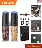 Modern Stainless Steel Salt & Pepper Grinder Set - With Built-in LED Light