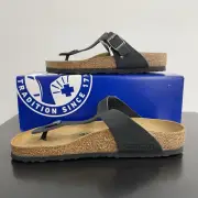 Birkenstock Gizeh Regular Fit Oiled Leather Black size / US L 9, M 7 / EU 40