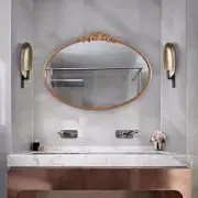 Oval Gold Mirror for Bathroom Vanity, Baroque Ornate Vintage Wall Mirror with La