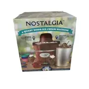 ✅Nostalgia Electric 4-Quart Wood Bucket Ice Cream Frozen Yogurt Gelato Maker NEW