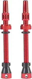 KQFCAZRE 2 Pieces Presta Tubeless Valve Stem Aluminum Alloy with Cap Lightweight Cycling Accessories Tubeless Bicycle Valve, 65mm Red