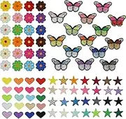 87 Pack Iron On Patches for Clothes - Assorted Styles Sew On Embroidery Patches, Flower Heart Butterfly Star Designs for Hats Jeans Jackets DIY