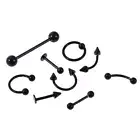 9Pcs Body Piercing Jewellery Eyebrow Navel Belly Tongue Bar Labret Lip Ring