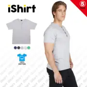 5PC X MENS T-SHIRT 100% COTTON I PLAIN BLANK TEES I HENLEY T-SHIRT I SIZE S-2XL
