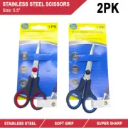 2x Stainless Steel 5.5" Soft Grip Scissors Sharp Office Shear Paper Craft Cutter