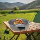 Portable Charcoal Grill, Tabletop Stove Round Firepit Bowl Fireplace with Grill