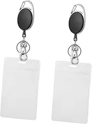 COHEALI 2 Pack Zinc Alloy Keychain Retractable Card Holder Lanyard Keyring Ring Id Holders Easy Pull Button