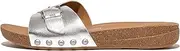 [FitFlop] Women's Iqushion Adjustable Buckle Metallic-Leather Slides Wedge Sandal