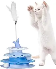 Cat Teaser,Funny Teaser Stick Pet Turntable - Interactive Kitten Toy Ball Track for Hunting Chasing Pet Supplies