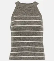 [Brunello Cucinelli] Brunello Cucinelli Striped linen blend tank top AU 14 grey
