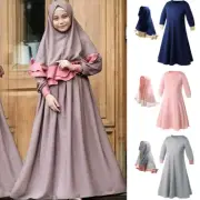 Muslim Burqa Niqab Hijab Prayer Kids Girls Long Dress Islam Abaya Caftan Kaftan