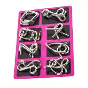 8pcs Metal Montessori Puzzle Kit Wire IQ Mind Brain Teaser Kids Educational Toys