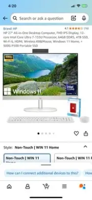 HP 27-CR1000T AIO Ultra 7-155U White-64GB-4TBM.2 PCIE (New In Box)