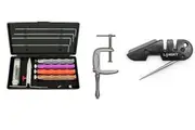 Lansky Deluxe Diamond Knife Sharpening System + C-Clamp Mount + Lansky Blademedic Pocket Sharpening Kit Bundle