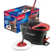 O-Cedar EasyWring Microfiber Spin Mop, Bucket Floor Cleaning System - Red&Gray