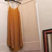NWT Zara Women's Mustard Yellow Spaghetti Strap Crochet Mesh Knit Dress Cover-up