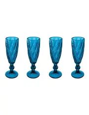 [Casa Domani] Deanna Champagne Flute 4 Pieces Gift Boxed in Blue