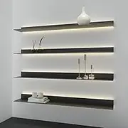 Floating Shelves Decorative Wall Shelf, 1pcs Floating Wall Shelves with LED Light, Wall Mounted Iron Plant Shelf or Bookshelf, Storage for Bedroom Living Room(80x20x6cm)